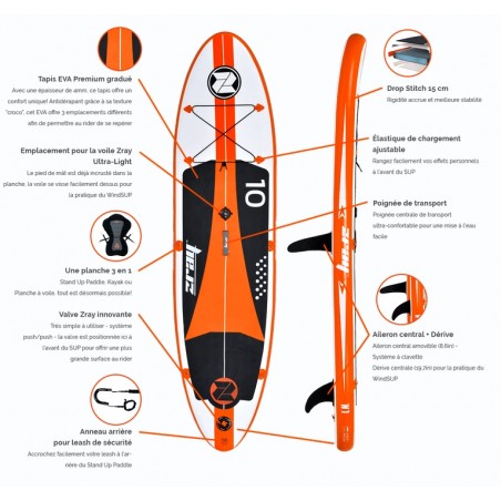 SUP Gonflable Convertible Windsurf ZRay - W2 