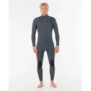 Combinaison Rip Curl Homme Dawn Patrol PRO 4/3 Zip Poitrine GRIS/ROUGE