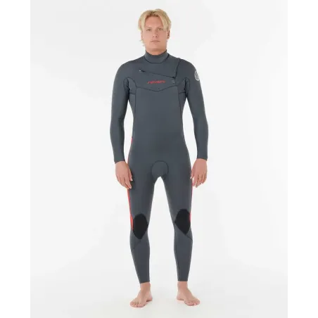 Combinaison Rip Curl Homme Dawn Patrol PRO 4/3 Zip Poitrine GRIS/ROUGE