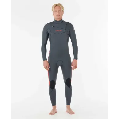 Combinaison Rip Curl Homme Dawn Patrol PRO 4/3 Zip Poitrine GRIS/ROUGE
