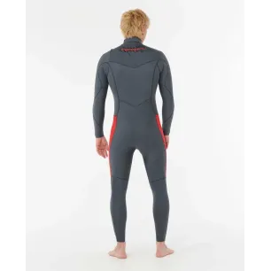 Combinaison Rip Curl Homme Dawn Patrol PRO 4/3 Zip Poitrine GRIS/ROUGE