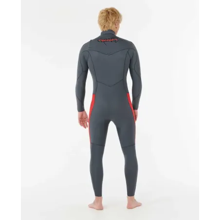 Combinaison Rip Curl Homme Dawn Patrol PRO 4/3 Zip Poitrine GRIS/ROUGE