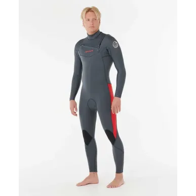 Combinaison Rip Curl Homme Dawn Patrol PRO 4/3 Zip Poitrine GRIS/ROUGE