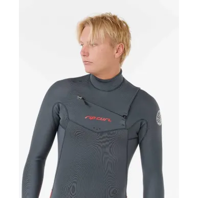Combinaison Rip Curl Homme Dawn Patrol PRO 4/3 Zip Poitrine GRIS/ROUGE