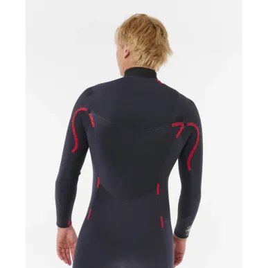 Combinaison Rip Curl Homme Dawn Patrol PRO 4/3 Zip Poitrine GRIS/ROUGE